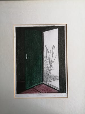 Joost Minnigh - Atelierdeur - 1983 - Kleurenets - eigen druk 13/25 kopen? Bied vanaf 35!