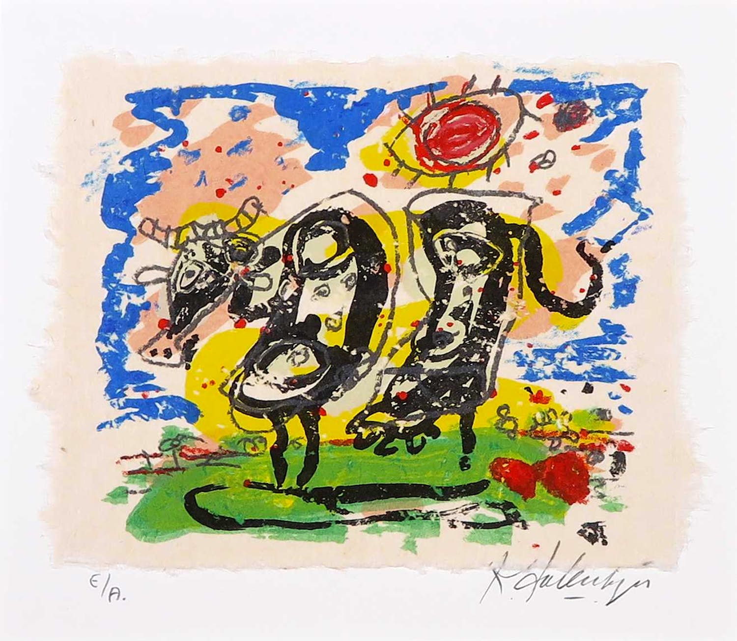 Kees Salentijn - Zeefdruk, Koe verkocht voor € 35!