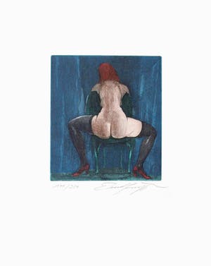 Ernst Fuchs - Handgesigneerde ets - Rückenakt - Naakt kopen? Bied vanaf 195!