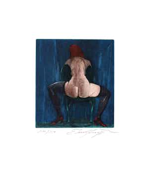 Ernst Fuchs - Handgesigneerde ets - Rückenakt - Naakt verkocht voor € 195!