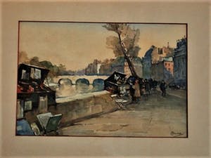 Niet of onleesbaar gesigneerd - Omstreeks 1920 - Aquarel "Parijs -ochtend aan de Quai de Montebello" gesigneerd kopen? Bied vanaf 10!