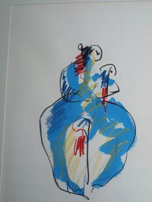 Anton Heyboer - Ingelijst , pastel & acryl, “Moeder en kind” – ca. 1980 – 100 x 70 cm kopen? Bied vanaf 125!