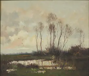 Conrad van Reken - Olieverf op doek, Landschap kopen? Bied vanaf 90!