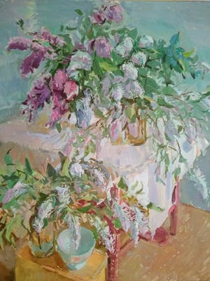 Jan Zwaan - Groot werk: Stilleven met seringen kopen? Bied vanaf 200!