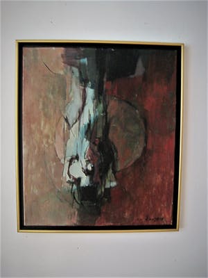 Niet of onleesbaar gesigneerd - Intrigerend abstract OLIEVERF "meneer Tienoppen" gesigneerd EUG.. kopen? Bied vanaf 1!