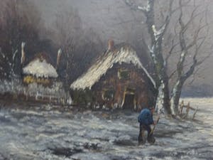 Niet of onleesbaar gesigneerd - Winter Boerderij Landschap kopen? Bied vanaf 1!