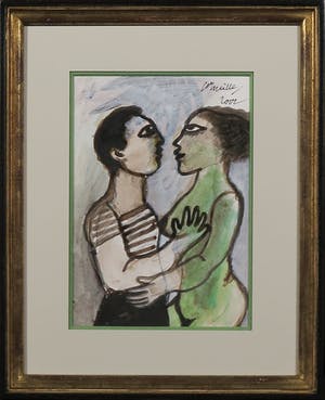 Corneille - Aquarel, Chinese inkt en gouache, Adam et Eve - Ingelijst + certificaat kopen? Bied vanaf 1400!