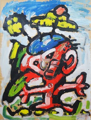 Peter Klashorst - olieverf op papier - abstracte compositie kopen? Bied vanaf 199!