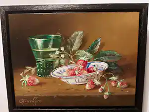 Thomas Heesakkers - Stilleven - roemer en schaaltje aardbeien verkauft für € 150!