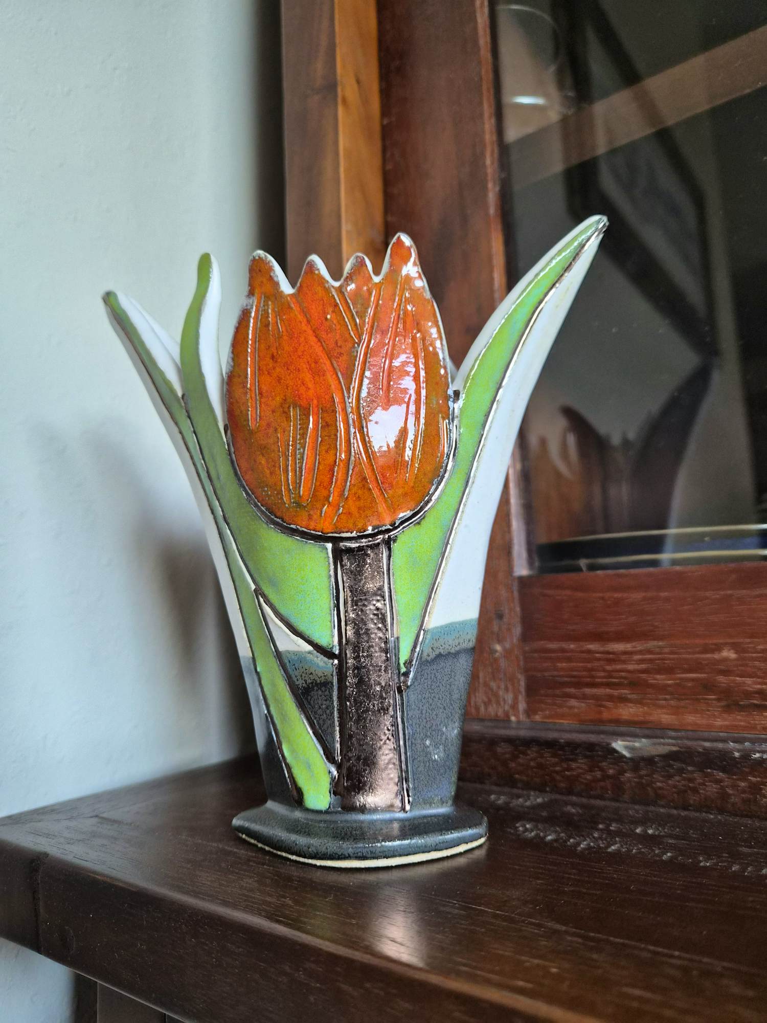 Ed Meissenberg - Tulpenvaas oranje met brons accenten verkocht voor € 60!