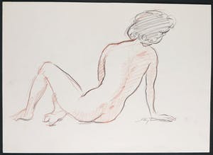 Jan Sluijters (jr.) - Potlood en houtskool op papier, Zittend naakt kopen? Bied vanaf 1!