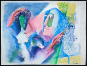 Joe Wols - Gemengde techniek op papier, Schilderen en poseren kopen? Bied vanaf 1!