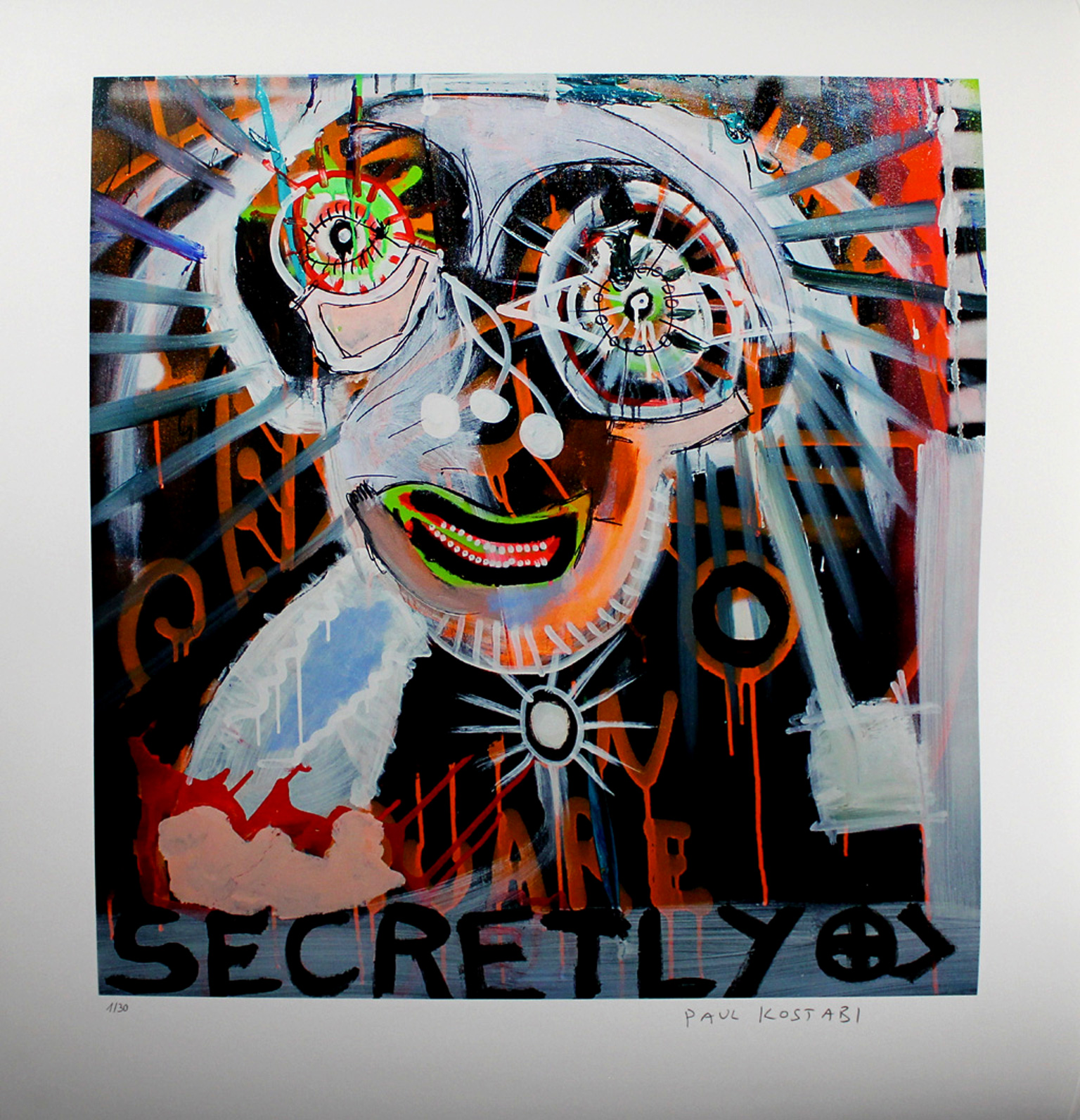 Paul Indrek Kostabi - Paul Kostabi. -Secretly- Giclee op katoenpapier. 2016. Handgesigneerd.  kopen? Bied vanaf 67!