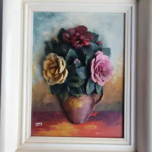 Gerdina Johanna Horvers - Reliëfschilderij met Bloemen kopen? Bied vanaf 35!