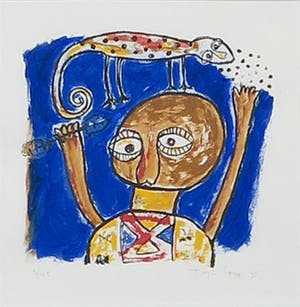 Toyin Loye - Zeefdruk, Zonder titel - Ingelijst kopen? Bied vanaf 30!