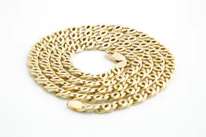 108- Lang (60+cm) geel gouden 18 karaats fantasie schakel ketting collier kopen? Bied vanaf 720!