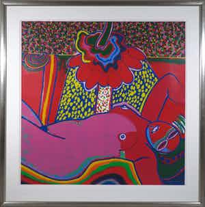 Corneille - Zeefdruk, Femme à la fleur - Ingelijst (Zeer groot) verkocht voor € 600!