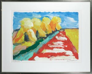 Jan Cremer - Zeefdruk, Korenschoven Rood - Ingelijst kopen? Bied vanaf 200!