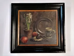 Leo Meurrens - Stilleven: hyacint, fruit en div. attributen kopen? Bied vanaf 40!