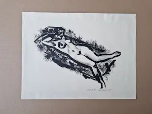 Wim Zwiers - Monochrome lithografie liggend vrouwelijk naakt - zeer kleine oplage - 1957 kopen? Bied vanaf 31!