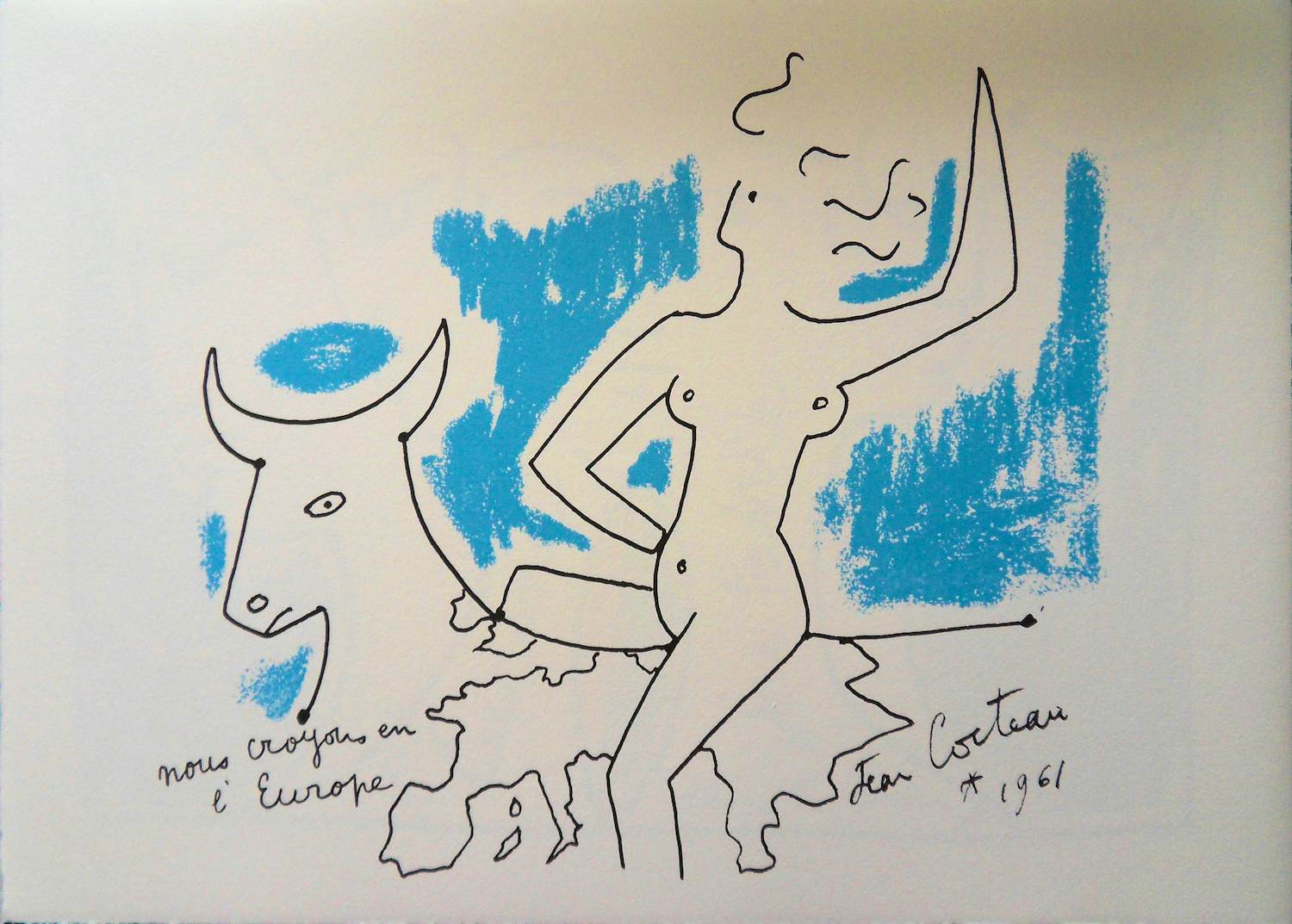 Jean Cocteau - Europe - L'enlèvement d'Europe, Lithographie, 1961 kopen? Bied vanaf 80!