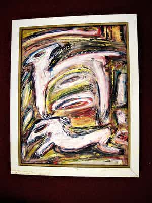 Henk Vierveijzer - CoBrA en Neue Wilden - Krachtig expressionisme - "Happen naar de Baas" GROOT!! verkocht voor € 150!