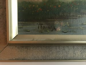 Albert Torringa - Olieverf op doek, Landschap met huisje langs water (ingelijst) kopen? Bied vanaf 45!