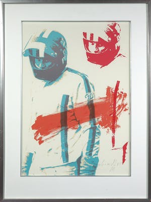 Frank Gude - Zeefdruk, Coureur - Ingelijst kopen? Bied vanaf 1!