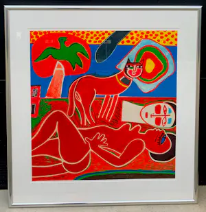 Corneille - Ingelijste zeefdruk: le chat rouge - 1997 (nette lijst!) kopen? Bied vanaf 599!