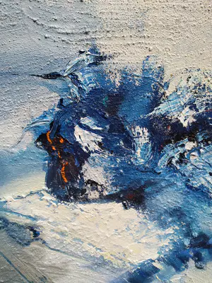 Ingeborg ten Hoopen - Schilderij met structuur. Blauw met wit kopen? Bied vanaf 500!