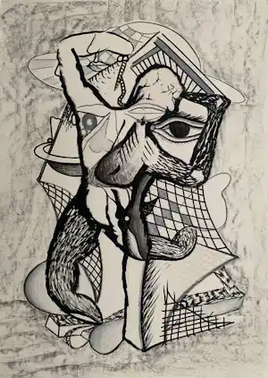 Thomas van der Linden - gemengde techniek op papier | 'The Worldly Portraits' | 1990 kaufen? Bieten Sie von 100!
