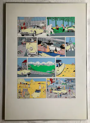 Cees Heuvel - Ingelijste zeefdruk , Citroën DS , Cartoon – Lijst, 101 x 71 cm. kopen? Bied vanaf 70!