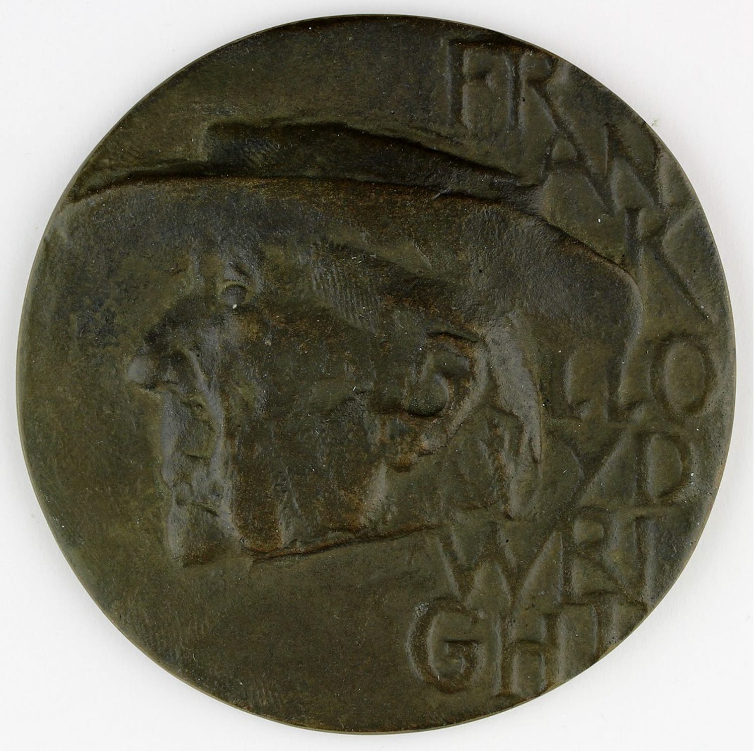 Eric Claus - Penning, brons: Frank Lloyd Wright, 1963 verkocht voor € 125!