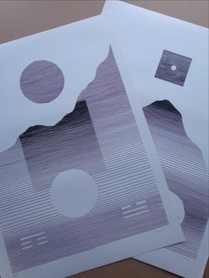 Michel Seuphor - LOT VAN 2 STUKS / GEOMETRIE / ZW-W LITHO / 75x55cm / SIG kopen? Bied vanaf 45!