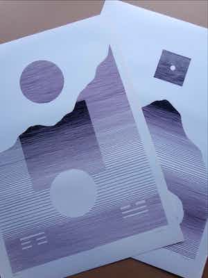 Michel Seuphor - LOT VAN 2 STUKS / GEOMETRIE / ZW-W LITHO / 75x55cm / SIG verkocht voor € 45!