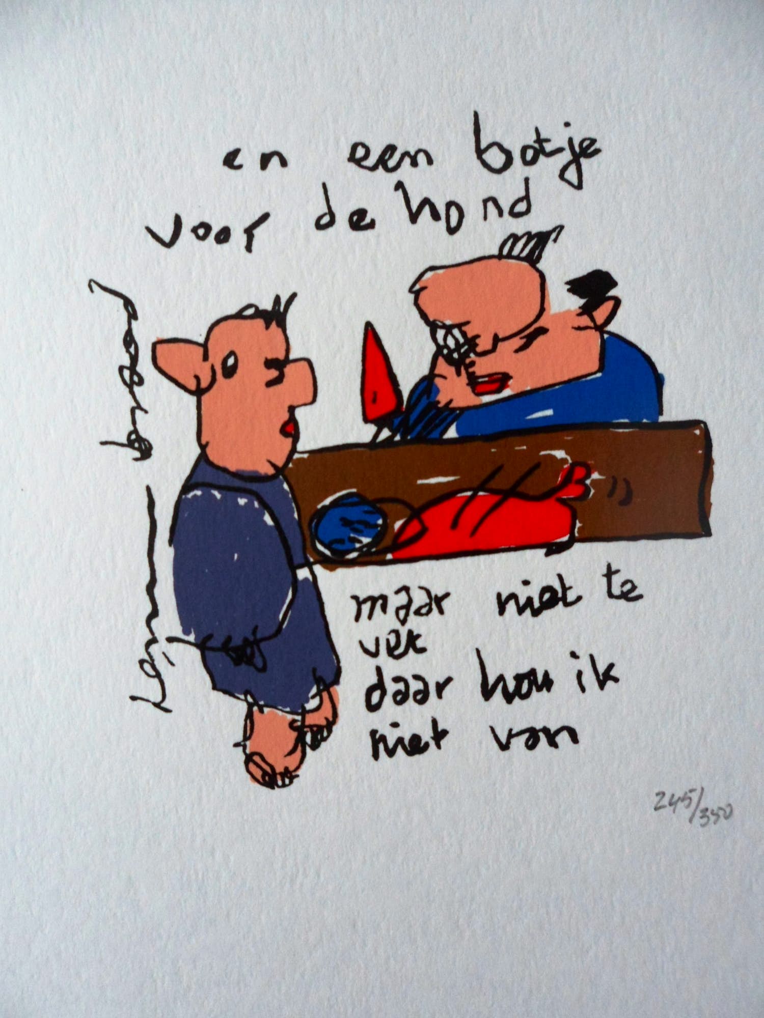 Herman Brood - Kleurenzeefdruk. Titel, En een botje voor de hond. verkocht voor € 55!