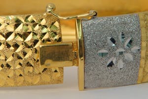 2290 - Elegante 18 karaats gouden Bicolor unisex armband - hollands keur kopen? Bied vanaf 500!