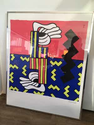 Wim Heesakkers - Kleurenlitho ‘ Upside Down ‘ verkocht voor € 50!