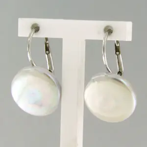 18k witgouden oorhangers bezet met parelmoer - 4.3 gram kopen? Bied vanaf 375!