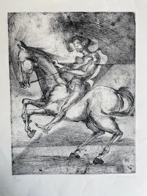 Buy Willy Meysmans - Ruiter op een steigerend paard? Bid from 50!