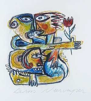 Henk Vierveijzer - Pastelkrijt, De Roos - Ingelijst kopen? Bied vanaf 1!