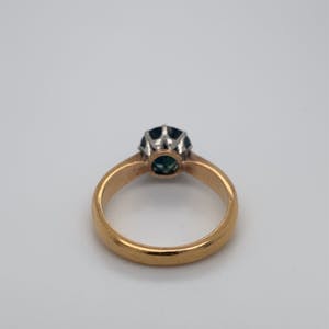 18kt bicolor ring met  saffier, mt 52,5/16,75, 4,75gr kopen? Bied vanaf 260!