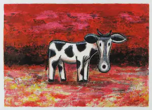 Michiel Molenaar - Zeefdruk, Lonely Cow - Ingelijst kopen? Bied vanaf 50!