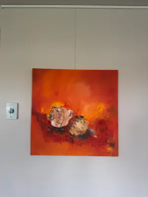 Nell van Groningen - Acrylwerk schelpen met zand kopen? Bied vanaf 299!