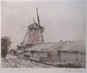Otto Dicke - steendruk - De Schoolmeester - ingelijst - 25514 kopen? Bied vanaf 75!