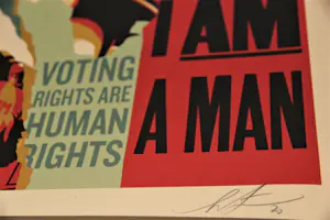 AcheterShepard Fairey - VOTING RIGHTS ARE HUMAN RIGHTS SIGNED OFFSET LITHOGRAPH? Enchérissez de 1!