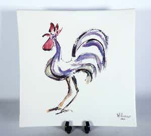 Maya Wildevuur - Aardewerk, Schaal ''Haantje'' verkocht voor € 10!