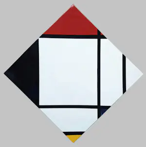 Piet Mondriaan - Lozenge Comp. with Red, Black, Blue and Yellow, emaille op metaal (unica, groot) kopen? Bied vanaf 695!