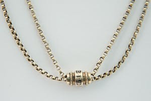 1488 - Antiek 19e eeuws - 14 krt geel gouden "dubbel" schuifcollier - LANG! kopen? Bied vanaf 970!