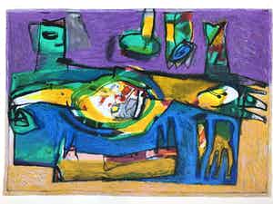 Geert Vrijdag - Kleurenzeefdruk - EUFRAAT Handgesigneerd--GROOT!! verkocht voor € 135!